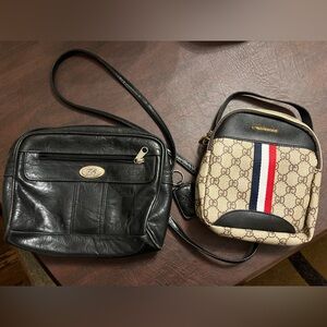 Bentley Black Leather Shoulder Bag & GD print Mini Crossbody